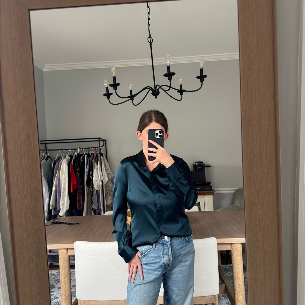 Lauren Vidal Shimmering Gray Blouse